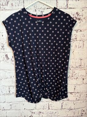 Croft & Barrow Women’s Navy Short-Sleeve Floral Knot-Front Top